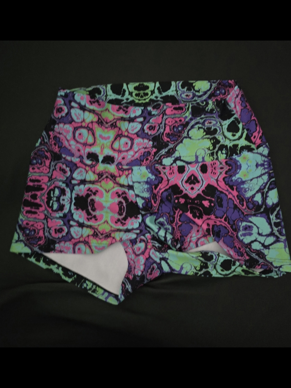 Freedom Rave Wear -Neon Kaleidoscope Bike Shorts - Booty Shorts Rave Wear Xsmall